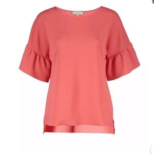 Minna  Top Coral Ruffle Sleeve Crepe Knit Size 3X